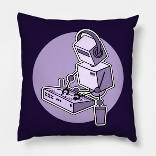 Robot Playing Drum Machine (pocket print size) Pillow