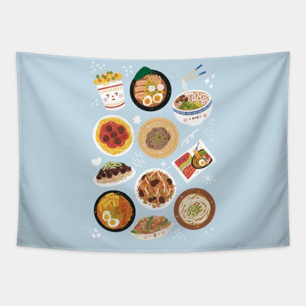 Noodles from all around the world Tapestry by Figberrytea