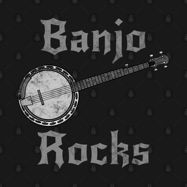 Banjo Rocks, Banjoist Goth Heavy Rock Musician by doodlerob