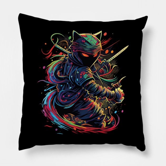 Get Your Ninja Cat T-Shirt and Express Your Style Pillow by kanisky