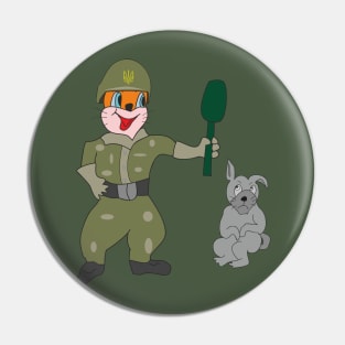 Funny cat soldier Pin