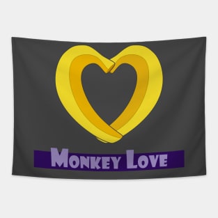 Monkey Love Banana Heart Tapestry