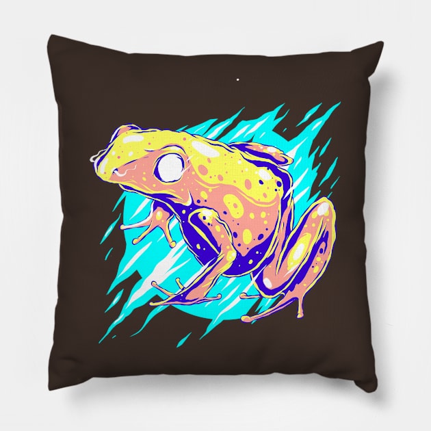 Colorful abstract frog Pillow by Mako Design 