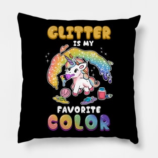 Unicorn CuteFunny Glitter Is My Favorite Color Unicorn310 magic Pillow