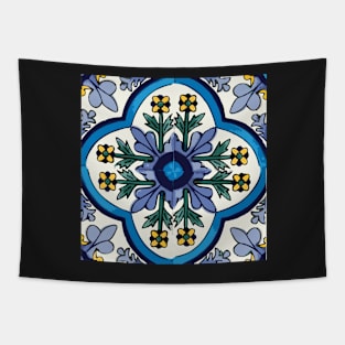 Talavera Blue Green Flora Tapestry