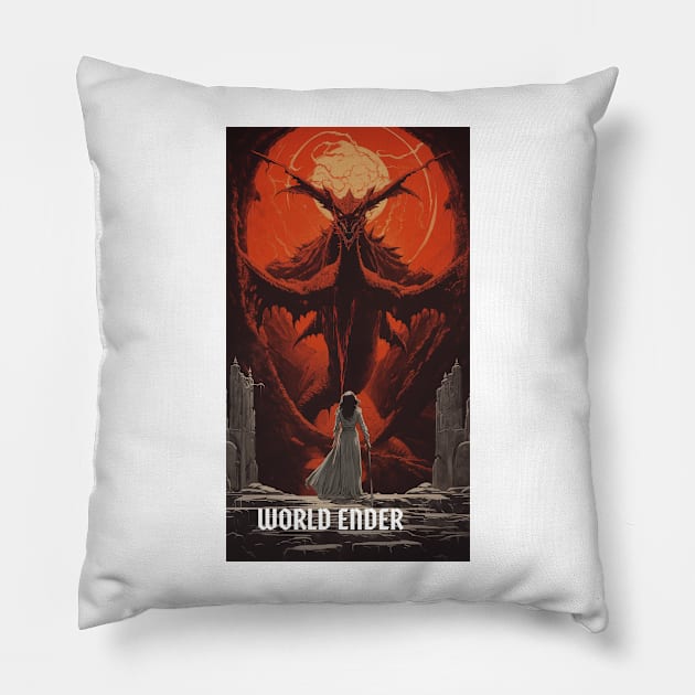 WORLD ENDER - DARK FANTASY ART STYLE Pillow by Vista Threads Co