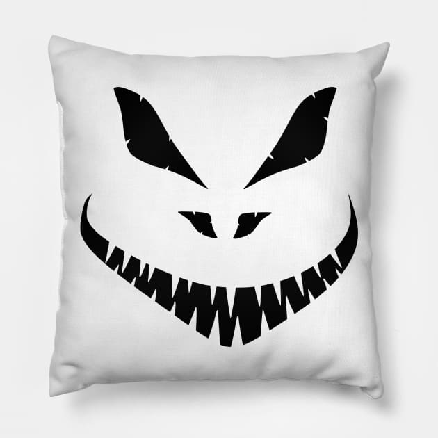 Halloween Scary Face Black Pillow by Nerd_art