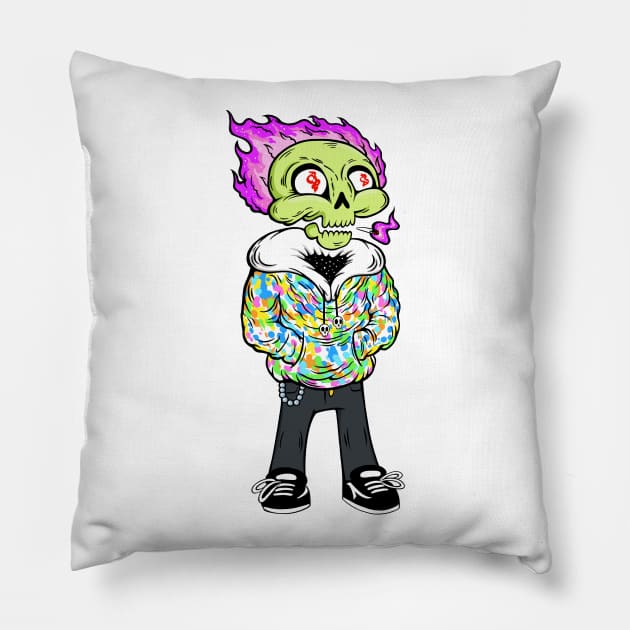 2006 Skull Dude Pillow by flynnryanart