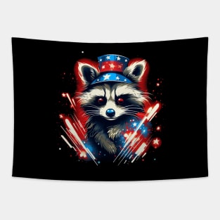 Magic raccoon proudly American Flag Tapestry