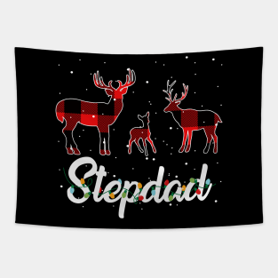 Stepdad Reindeer Plaid Pajama Shirt Family Christmas Tapestry
