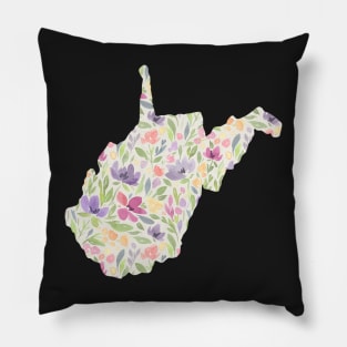 West Virginia Silhouette Florals Pillow