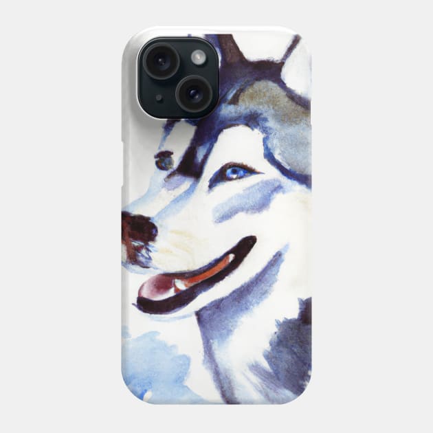 Siberian Husky Watercolor - Gift For Dog Lovers Phone Case by Edd Paint Something