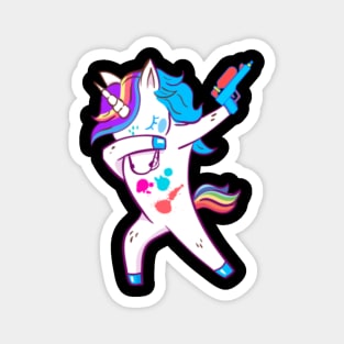 Dabbing Paintball Funny Unicorn with Paint Gun Magnet