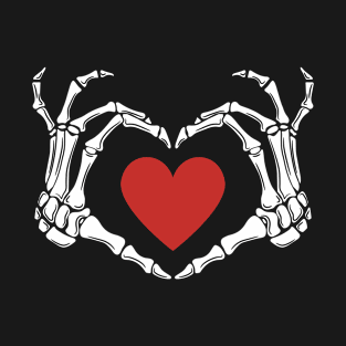 Skeleton Hand Heart Valentines day Funny Bones Love T-Shirt