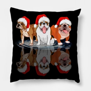 Shadow Bulldog Dog Christmas Sweatershirt Cute Bulldog Santar Hat Gift T-Shirt Pillow