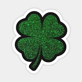 St Patricks Day, Deep Green Faux Glitter 4 Leaf Clover Magnet