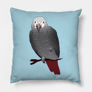 Timneh African Grey Parrot Perching on a Branch Pillow