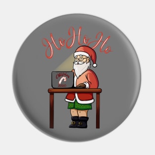 Hipster Santa Virtual Meeting Quarantine Christmas Pin