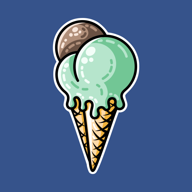 Cute mint and chocolate ice cream cone by freeves