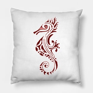 Seahorse red tattoo Pillow