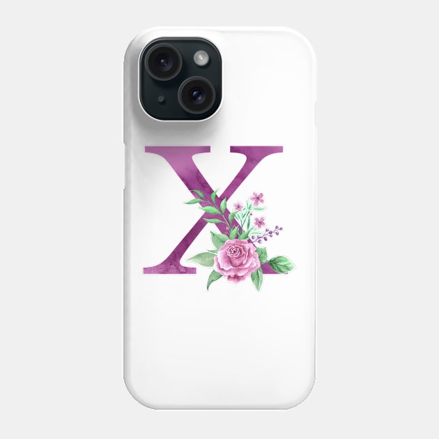 Floral Monogram X Beautiful Rose Bouquet Phone Case by floralmonogram