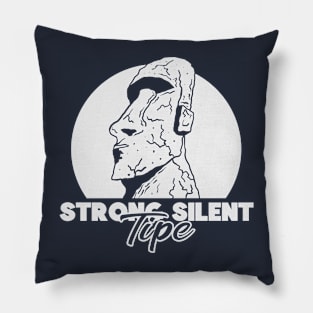 Strong Silent Moai (Mono) Pillow