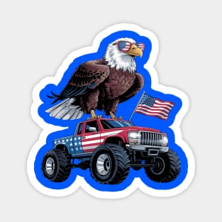 Monster truck bald eagle usa independence day celebration 4th of july Magnet