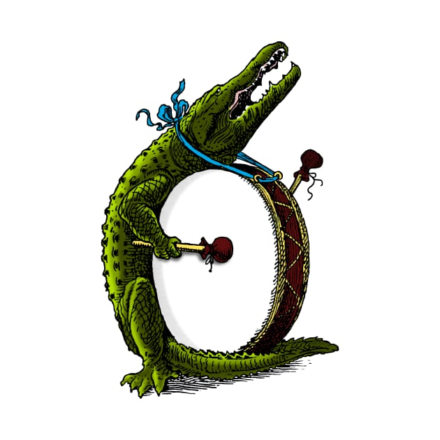 Gator with a drum plain by Wright Art