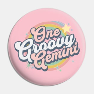 One Groovy Gemini Cute Retro Design in Pastel Colors Pin