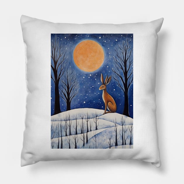 Moonlit Reverie: The Hare's Serenity Pillow by thewandswant