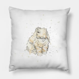 Fluffy bunny - Rabbit - Watercolour Pillow