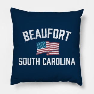 Beaufort South Carolina Patriotic USA Flag Vintage Pillow