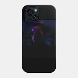 Beautiful girl with round glasses. Dark, like in night dream. Dim, blue and violet. Phone Case