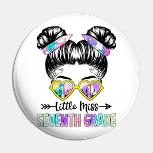 Little Miss 7th Grade Girls Back To School Shirt Daughter Pin