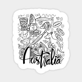 Hand Drawn Symbols Of Australia. Magnet