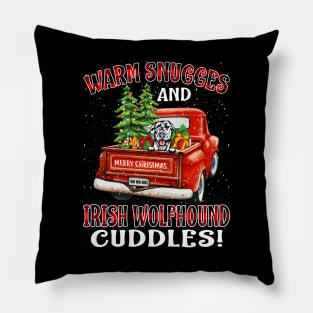 Warm Snuggles And Irish Wolfhound Cuddles Ugly Christmas Sweater Pillow