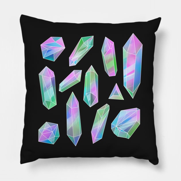 Iridescent crystals green-pink Pillow by 2dsandy