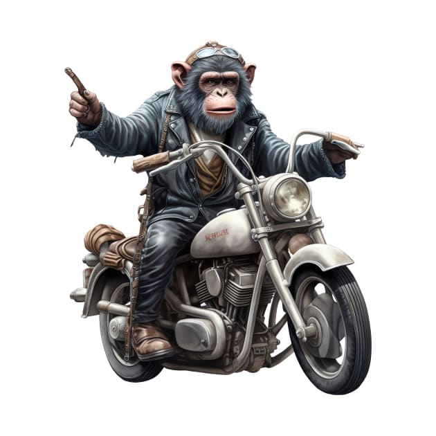 Monkey Biker Retro Motorcycle by Nenok