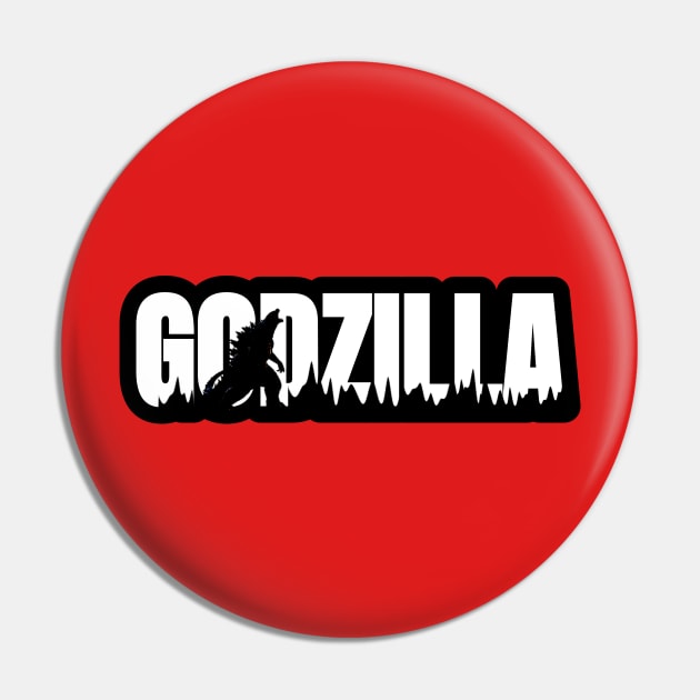 White Godzilla Kids Pin by Droneiki