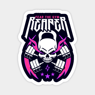 Fear The Gym Reaper (Kettlebell Skull Cross Barbell) Funny Fitness Pun Magnet