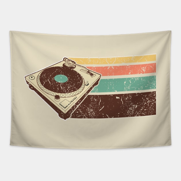 Vintage distressed DJ turntable Tapestry by Styleuniversal