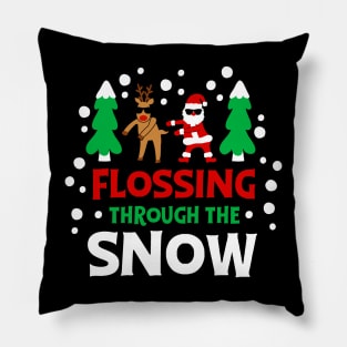 Flossing Santa Flossing Reindeer Pillow