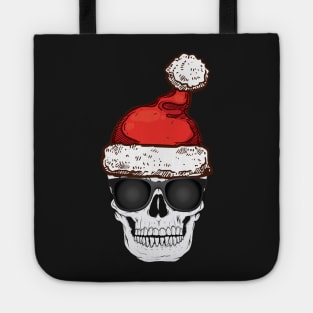 Creepy Christmas Skeleton Santa Hat Tote