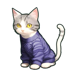 Sweater Cat - Blue T-Shirt