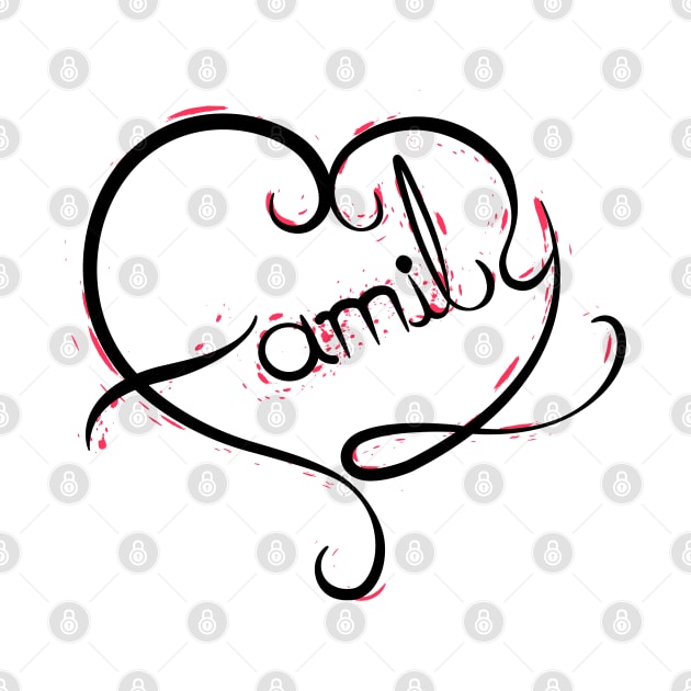 Family Heart - Calligraphic Art by Juka