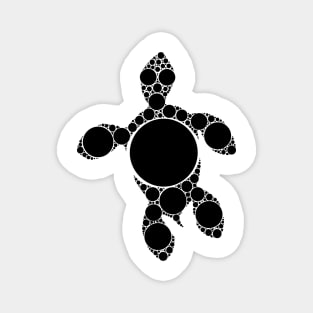 Aboriginal Art - Dots Turtle Black Magnet