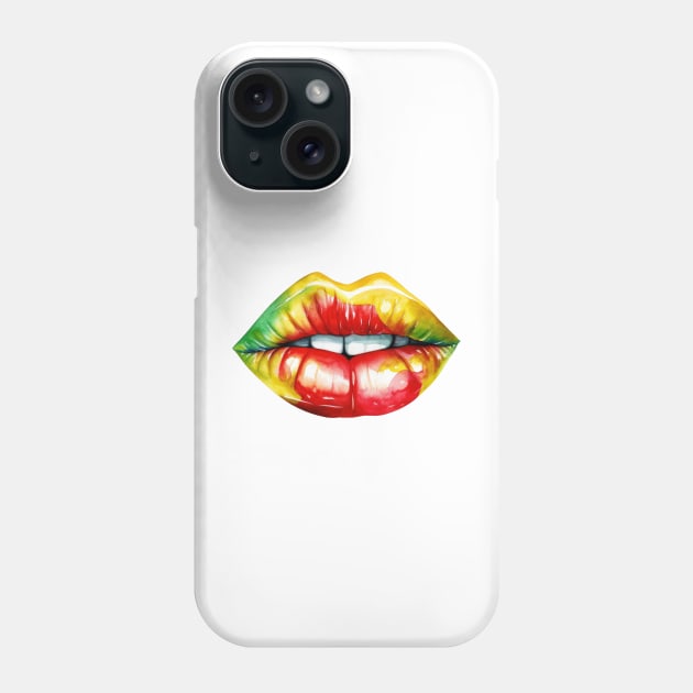 Watercolor Juneteenth Lips Phone Case by Chromatic Fusion Studio