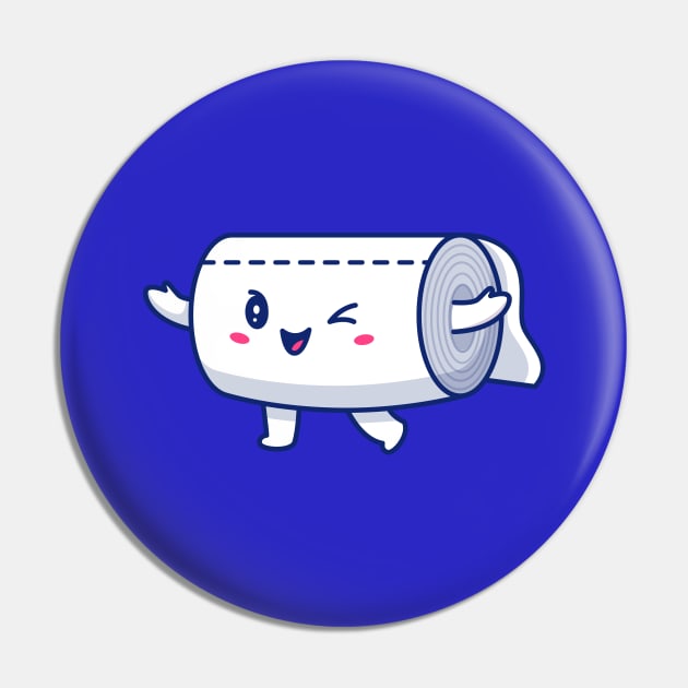 Cute Toilet Tissue Paper Roll Cartoon Pin by Catalyst Labs