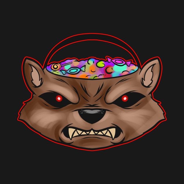 Sweets Bucket Scary Werewolf Sweets Collecting On Halloween by SinBle