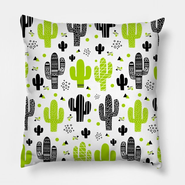 Colorful Cactus Pattern Design Pillow by Simplulina